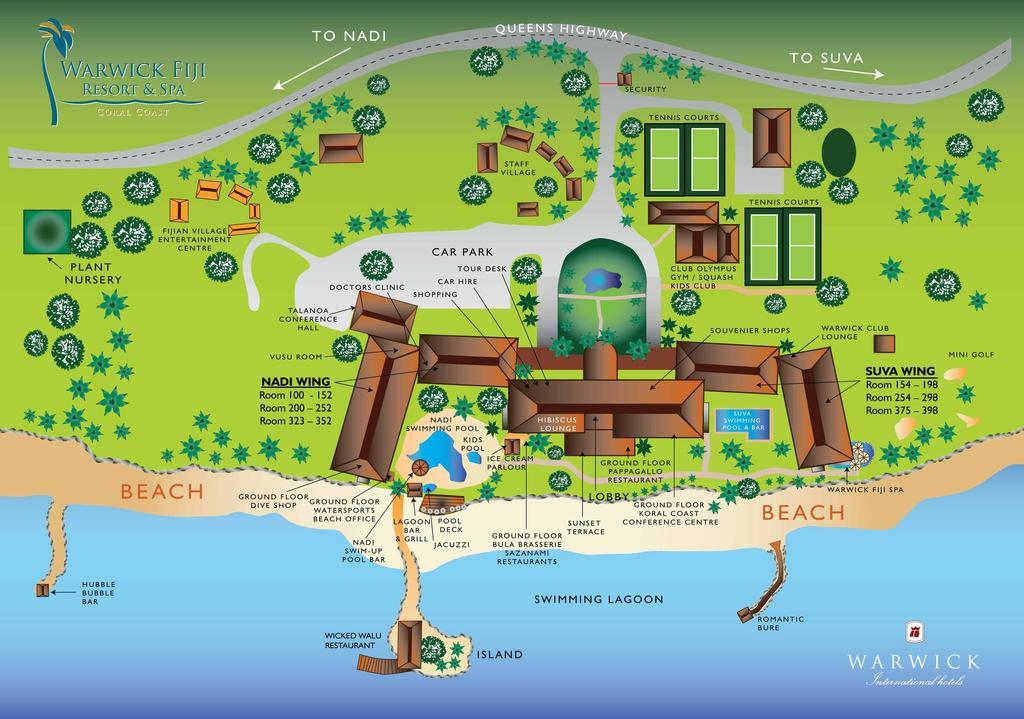 The Warwick Fiji Hotel Korolevu  Ngoại thất bức ảnh Map of the resort